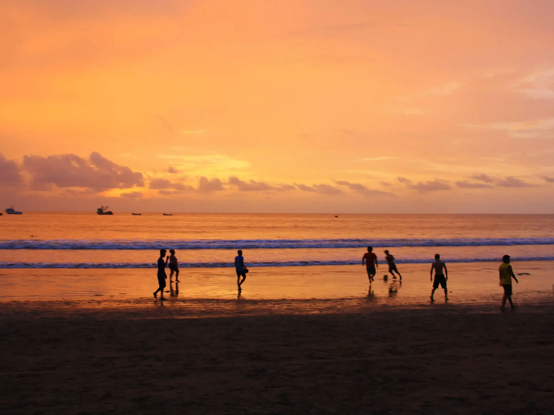 Sunset over Montañita beach on Ecuador's Pacific coast